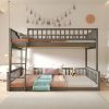 Full XL over Queen Bunk Bed with Ladder and Guardrails, Gray