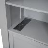 Queen Size Wooden Bed With All-in-One Cabinet, Shelf and Sockets,Twin XL Trundle, Gray