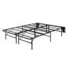 Black Metal Platform Foldable Bed Frame Full Size, Toolless High Profile Design