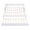 Twin XL Wood Daybed with 2 Trundles, 3 Storage Cubbies, 1 Light for Free and USB Charging Design, White