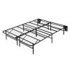 Black Metal Platform Foldable Bed Frame Full Size, Toolless High Profile Design