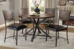 Industrial Style Round Dining Table 1pc Burnished Brown finish and gray metal finish Rustic Style Dining Kitchen Furniture