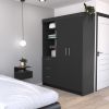Kenya 2 Piece Bedroom Set, Armoire + Nightstand, Black