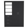 Kenya 2 Piece Bedroom Set, Armoire + Nightstand, Black