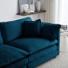 Sofa Set of 2 Chenille Couch, 2+3 Seater Sofa Set Deep Seat Sofa, Modern Sofa Set for Living Room, Blue Chenille