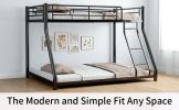 Metal Twin over Full Bunk Bed/ Heavy-duty Sturdy Metal/ Noise Reduced/ Safety Guardrail/ CPC Certified/ No Box Spring Needed,Black