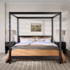 Modern Minimalist Boho King Canopy Bedframe – Black