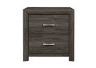 Dark Gray Finish Nightstand 1pc Chrome Tone Handles Contemporary Design Bedroom Furniture Bed Side Table