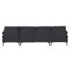 U-shaped Soft-Covered Armrest Backrest Seat Pull Point Wooden Frame Iron Frame Black Feet Indoor Sectional Sofa Dark Gray