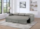 Odette 88.5"W Gray Linen Convertible Sleeper Sofa with Storage