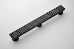 24 Inches Linear Shower Drain with Removable Quadrato Pattern Grate, 304 Stainless Shower Drain Included Hair Strainer and Leveling Feet