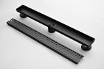 24 Inches Linear Shower Drain with Removable Quadrato Pattern Grate, 304 Stainless Shower Drain Included Hair Strainer and Leveling Feet