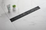 24 Inches Linear Shower Drain with Removable Quadrato Pattern Grate, 304 Stainless Shower Drain Included Hair Strainer and Leveling Feet