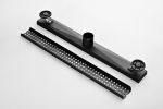 24 Inches Linear Shower Drain with Removable Quadrato Pattern Grate, 304 Stainless Shower Drain Included Hair Strainer and Leveling Feet