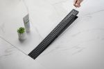 24 Inches Linear Shower Drain with Removable Quadrato Pattern Grate, 304 Stainless Shower Drain Included Hair Strainer and Leveling Feet