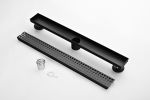 24 Inches Linear Shower Drain with Removable Quadrato Pattern Grate, 304 Stainless Shower Drain Included Hair Strainer and Leveling Feet