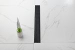 24 Inches Linear Shower Drain with Removable Quadrato Pattern Grate, 304 Stainless Shower Drain Included Hair Strainer and Leveling Feet