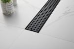 24 Inches Linear Shower Drain with Removable Quadrato Pattern Grate, 304 Stainless Shower Drain Included Hair Strainer and Leveling Feet